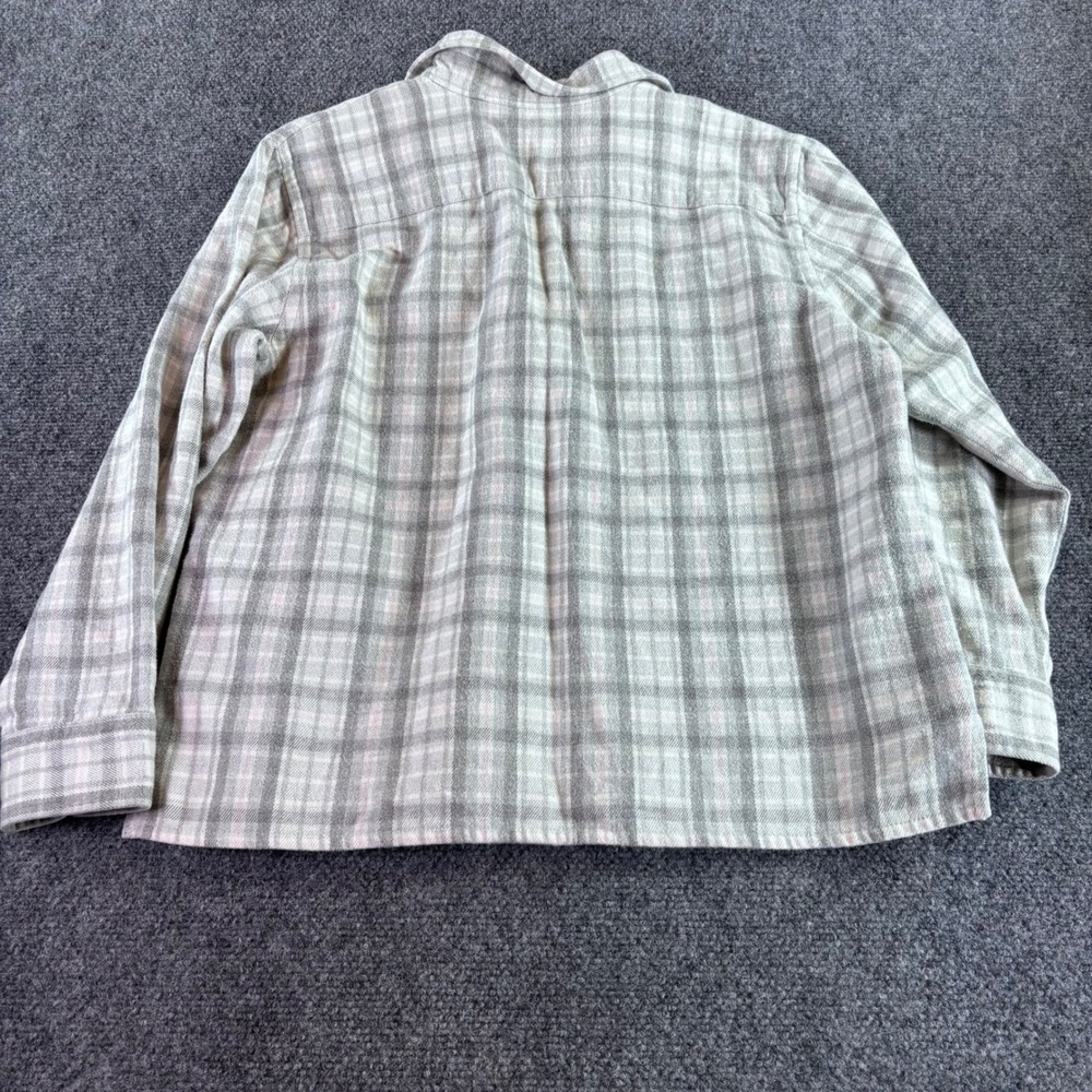 Lauren Ralph Lauren Flannel Shirt Womens M Grey Plaid Quarter Zip Cotton Top